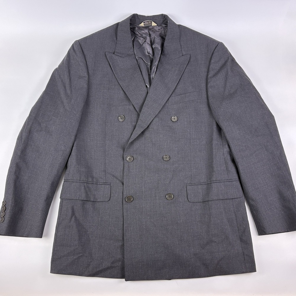 Pronto Uomo Double Breasted Blazer Sz 42R Charcoal Piccolo Lessona Stretch Sport